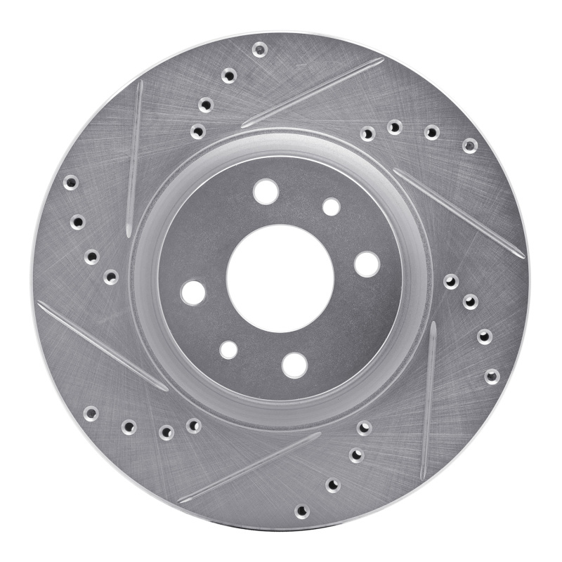 Fiat 500 Brake Rotor (1) - Front Left - R1 Concepts - Drilled & Slotted - Silver - `12-`19